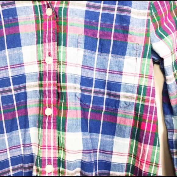 J. Crew Boyfriend Plaid Flannel Button Down Shirt Blue Pink Women's Size XXS - Picture 5 of 9